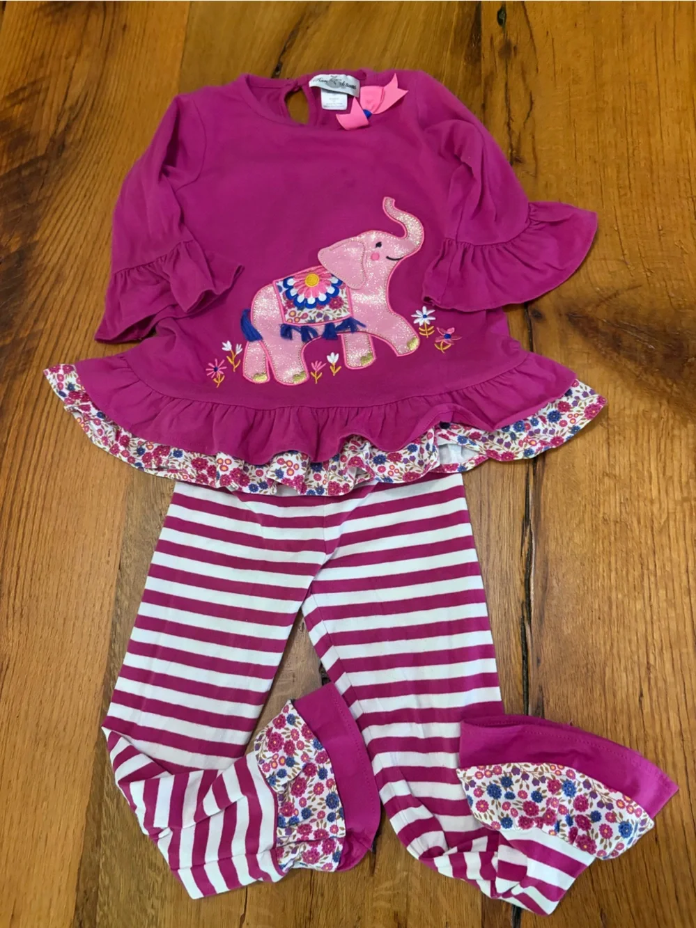 Girls Precious 4T Mixed Pink & Brown Pants Sets and Dress Lot, Eight Pieces